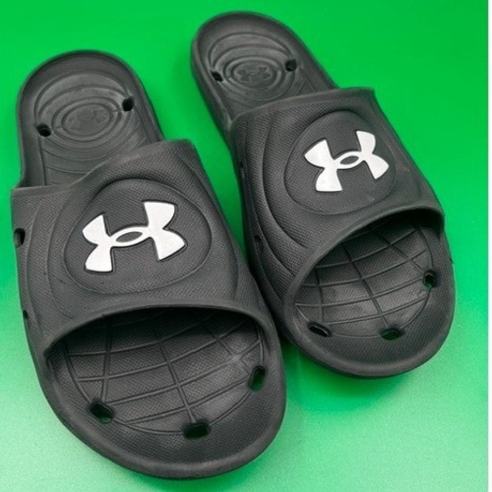 Under Armour Locker III Slide Sandals Mens 11 Black Athletic Shower Shoes